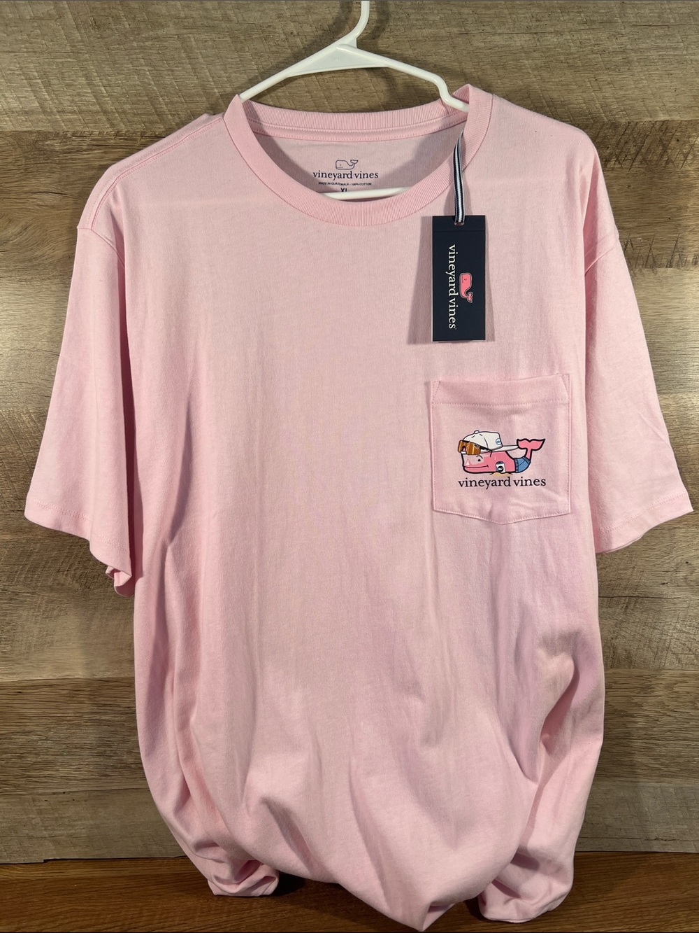 Vineyard Vines Light Pink Short Sleeve Pocket Tee with Whale Graphic